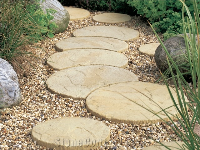 Mix Golden Round Sandstone, Yellow Sandstone Deck Stones, Steps
