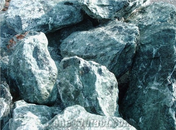 Verde Alpi Marble Ornamental Rock, Green Marble Garden Rocks