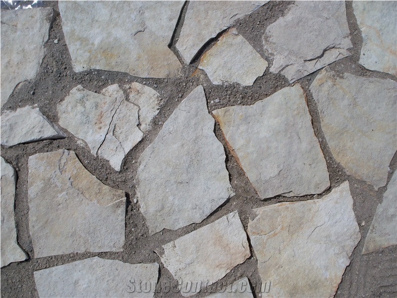 White Limestone Flagstone, Natural Surface