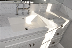 A Grade Quality China Bianco Carrara White Marble Bathroom Tops / Vanity Tops Customized Size