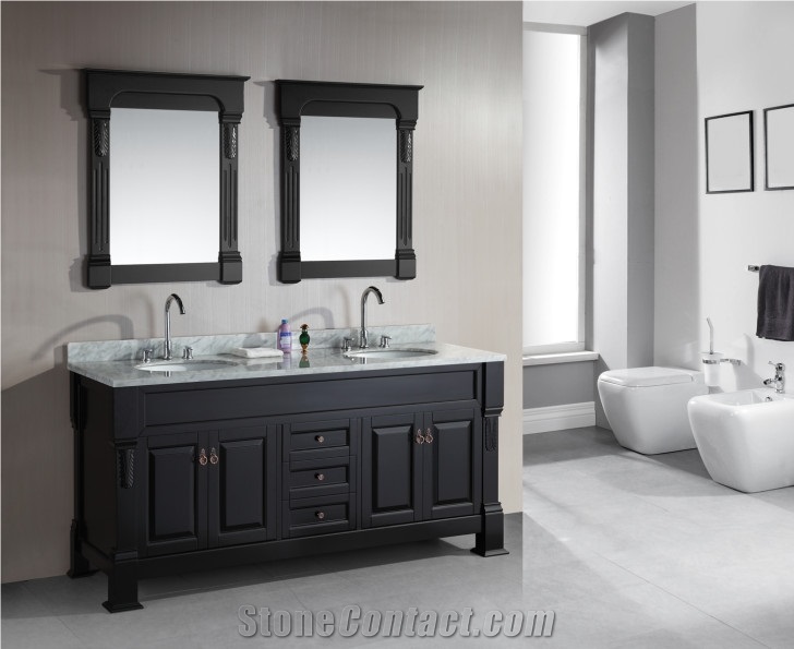 A Grade Quality China Bianco Carrara White Marble Bathroom Tops / Vanity Tops Customized Size