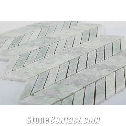 A Quality China Athens Jade Green Marble Basketweave Mosaic Pattern Tiles for Bathroom Walling Decoration / Crystal Green Marble Mosaic