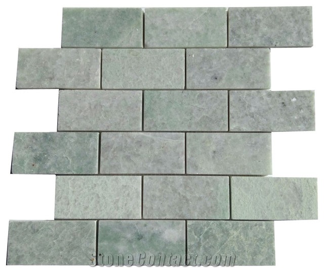 A Quality China Athens Jade Green Marble Basketweave Mosaic Pattern Tiles for Bathroom Walling Decoration / Crystal Green Marble Mosaic