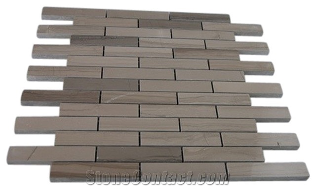 Athens Grey Marble Wall Mosaic Pattern /China Gray Wooden Vein Marble Mosaic for Floor Covering