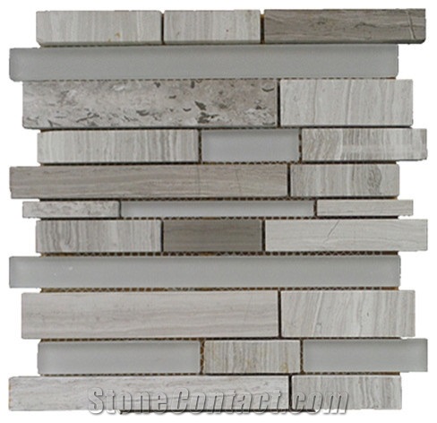 Athens Grey Marble Wall Mosaic Pattern /China Gray Wooden Vein Marble Mosaic for Floor Covering