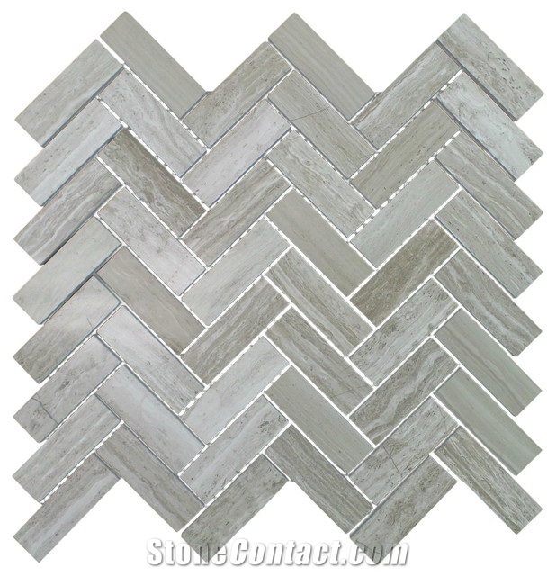 Grey Wooden Grain Marble Wall Mosaic /China Gray Wooden Vein Marble Mosaic for Flooring