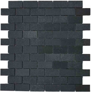 Hainan Black Basalto Mosaic Tiles, China Nero Basalto Lava Stone Mosaic for Bathroom