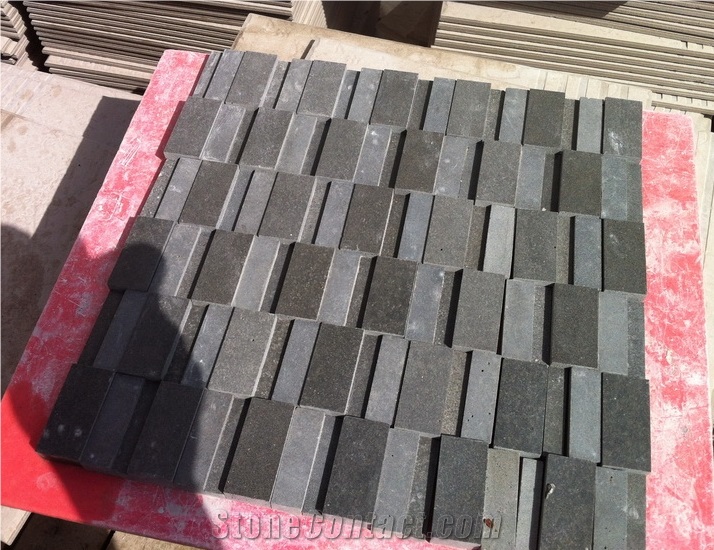 Hainan Black Basalto Mosaic Tiles, China Nero Basalto Lava Stone Mosaic for Bathroom