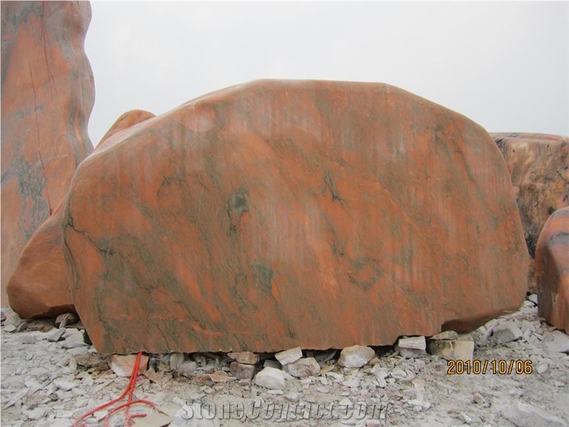 Wanxia Red Marble Garden Rock / Landscaping Stone Garden Rocks Decoration
