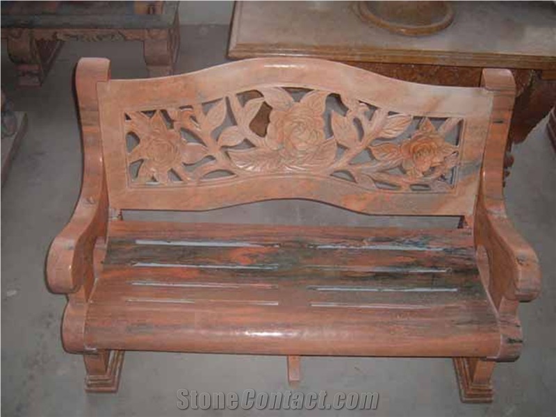 Wanxia Red Marble Handcarved Bench Home Decoration /Interior Stone Furniture Bench/China Rosso Red Marble Furniture Bench Decor
