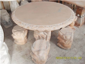 Wanxia Red Marble Table Top Polished & Bench Interior Stone Furniture for Home Decoration