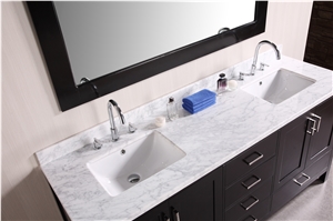 Western Style-China Bianco Carrara White Marble Kitchen Countertops / Kitchen Worktop with Farm Sinks