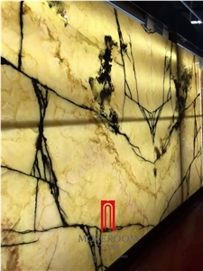 Bookmatch Onyx Slabs Wall Cladding Panel Translucent Onyx Stone Luxury Agate