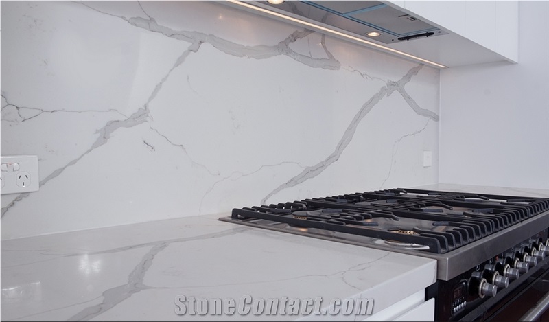 Calacatta White Artificial Stone Kitchentops, Quartz Stone Countertop, Caesarstone Alike Quartz Stone