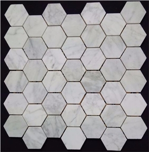 Hexagon Marble Mosaic Waterjet Marble Mosaic Carrara White Mosaic