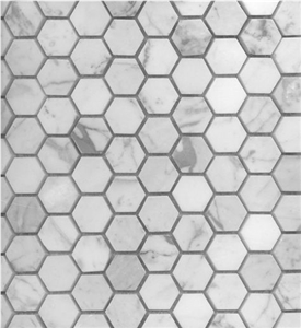 Hexagon Marble Mosaic Waterjet Marble Mosaic Carrara White Mosaic