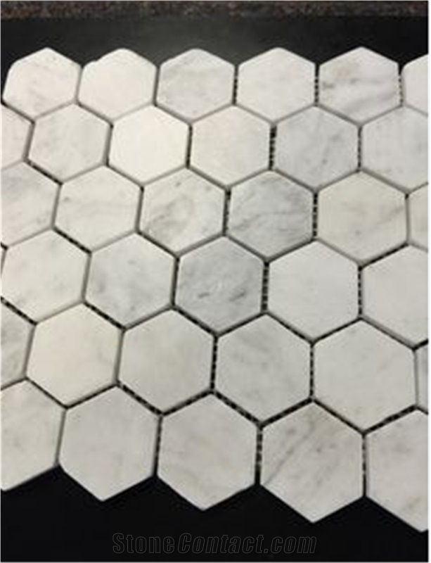 Hexagon Marble Mosaic Waterjet Marble Mosaic Carrara White Mosaic Tiles for Wall and Floor Application