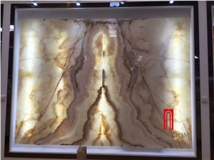 Hot Sale Bookmatched Onyx Slab Laminated Translucent Onyx