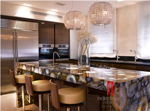 Luxury Europe Style Agate Stone Semiprecious Stone with Backlit for Kitchen Countertops
