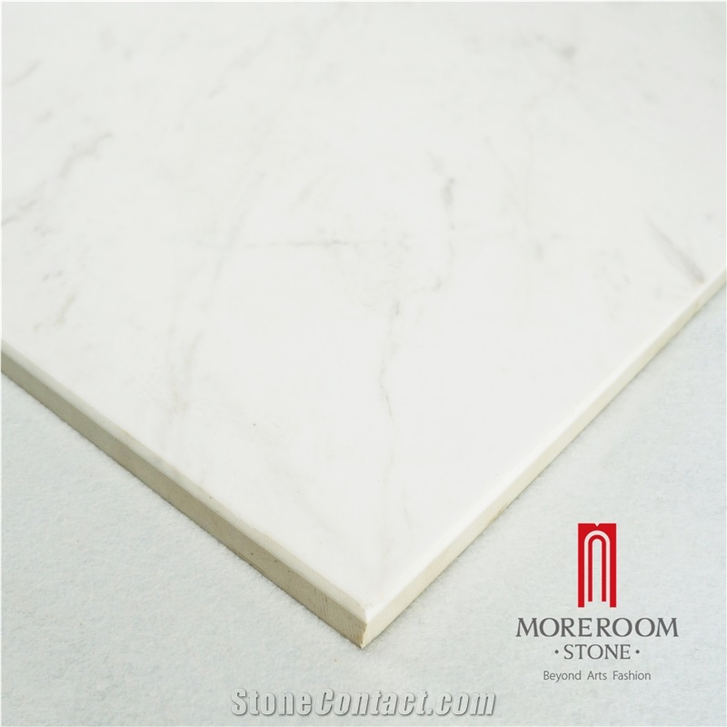 Volakas White Marble Floor Lightweight Thin Laminated Stone Panels