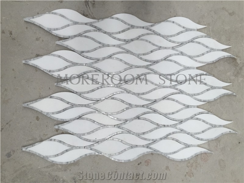 Volakas White Marble Water-Jet Mosaic Design Decorative Marble