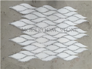 Volakas White Marble Water-Jet Mosaic Design Decorative Marble