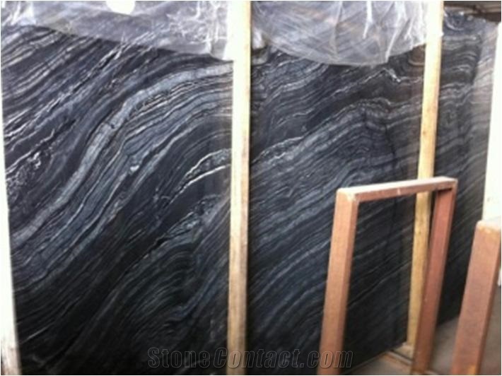 Black Wooden Grain Marble, Chinese Black Marble, Black Polished Marble Slab