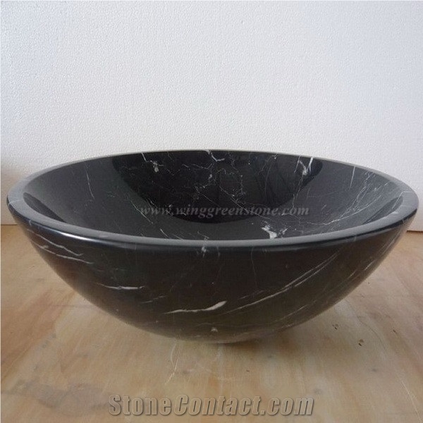China Black Marquina Marble Bathroom Wash Basins, Nero Marquina Marble Round Basins, Rectangle Black Marquina Sinks, Black Triangle Wash Bowls, Xiamen Winggreen Manufacturer