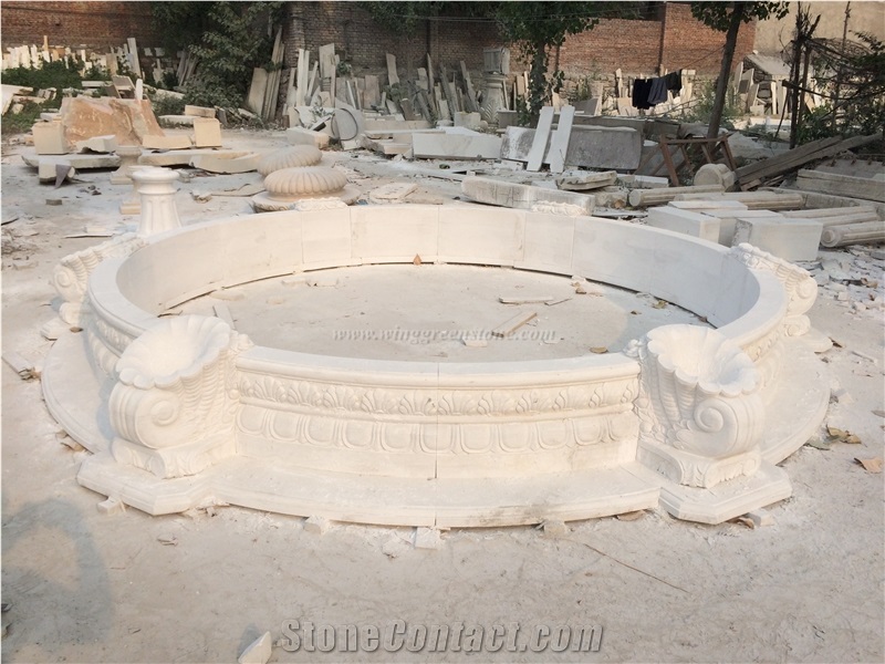 Chinese White Marble Fountains, White Marble Sculptures Fountains, Marble Water Features, Hand Carved Marble Fountains, Xiamen Winggreen Manufacturer