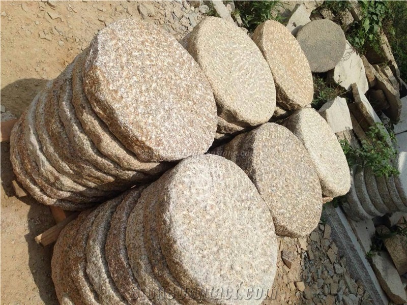G682 Granite Stepping Stone, Rough Finished Surface Step Stone, Round Shape Step Stone, Rusty Yellow Granite Garden Stepping Paverment, Irregular Shape Step Stone, Xiamen Winggreen Manufacturer