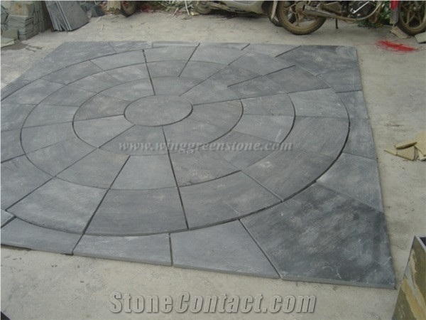 Outdoor Stone Patio Patterns, Blue Limestone Terrace Floors, Rustic Slate Paving Sets, Random Patio Pavers, Xiamen Winggreen Manufacturer