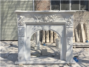 Own Factory, Hand Carved Fireplace, White Marble Fireplace, White Marble Fireplace Insert, European Style Hand Carved Fireplace, Xiamen Winggreen Manufacturer