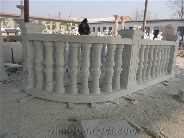 Own Factory, White Marble Staircase Rails, Outdoor and Indoor Use Stair Railings, Polished White Marble Handrail, White Marble Balustrades, Xiamen Winggreen Manufacturer