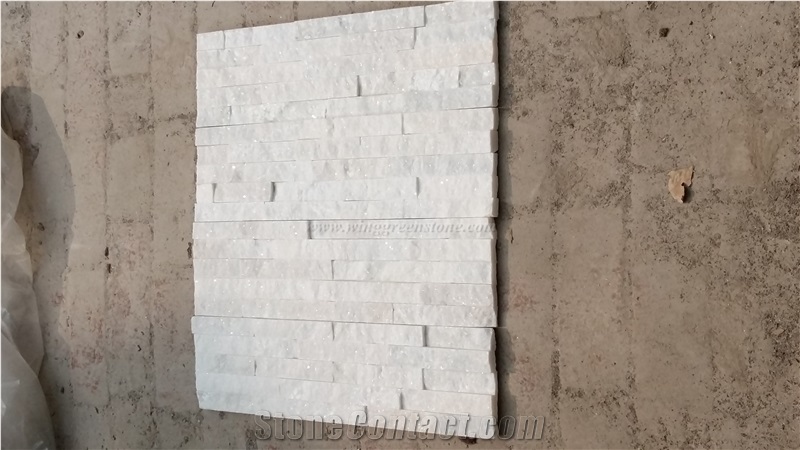 Own Factory, White Quartzite Cultured Stone, Pure White Quartz Ledge Stone, White Stacked Stone Veneer, Corner Stone, Feature Wall, Xiamen Winggreen Manufacturer