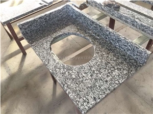Spray White Granite Vanity Tops, Breaking Waves Granite Bathroom Countertops, White Wave Flower Bathroom Vanity Tops, Polished Custom Vanity Tops, Xiamen Winggreen Manufacturer