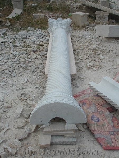 White Marble Hand Carved Columns, White Marble Hollow Columns, White Marble Pedestal Columns, Xiamen Winggreen Manufacturer