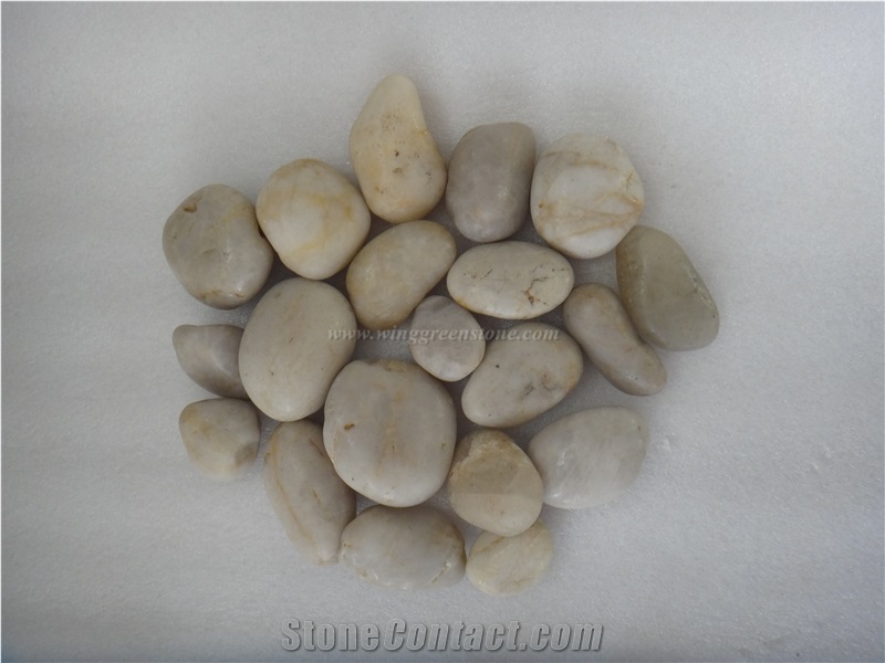 White Pebble Stone, White River Stone, Polished or Mat White Cobble Stone for Driveway and Walkway, Winggreen Stone