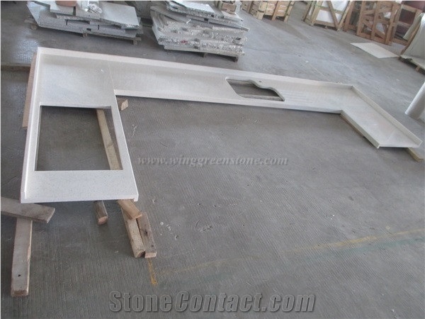White Quartz Stone Countertops, White Artificial Marble Countertops, Quartz Stone Kitchen Bar Tops, Xiamen Winggreen Manufacturer
