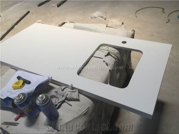 White Quartz Stone Countertops, White Artificial Marble Countertops, Quartz Stone Kitchen Bar Tops, Xiamen Winggreen Manufacturer