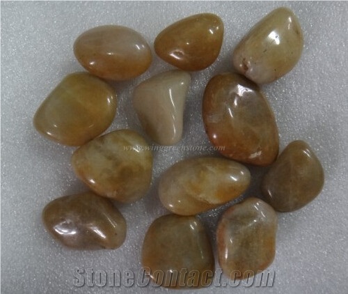 Yellow Pebble Stone, High Polished River Stone, Pebble Stone for Driveways or Walkways, Cobble Stone, Winggreen Stone