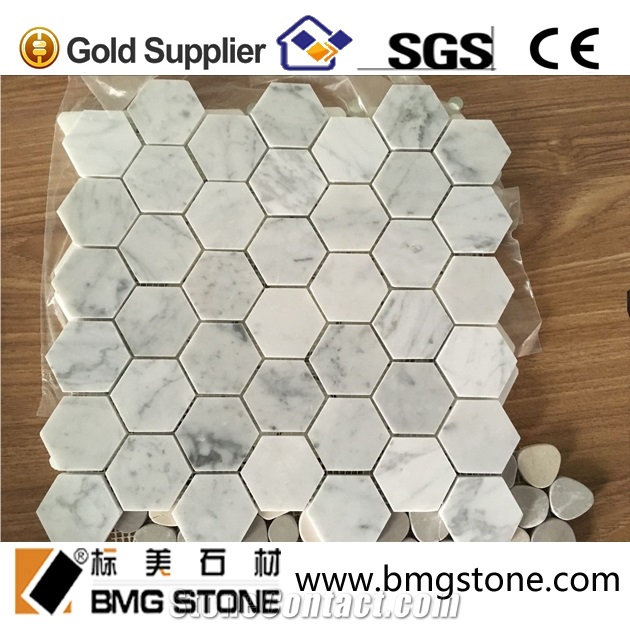 Carrara White Marble Hexagon Mosaic for Wall