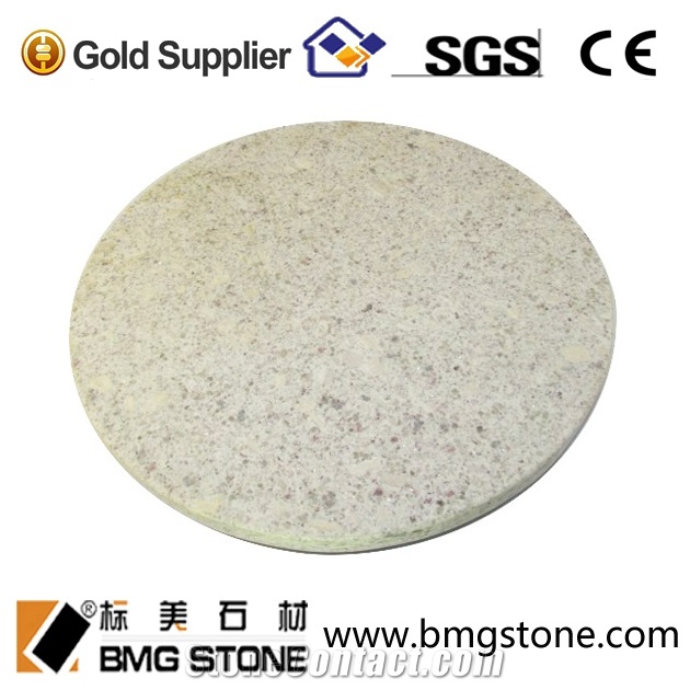 Custom Solid Surface Pearl White Granite Round Tabletop