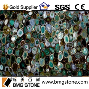 Hot Beautiful Polished Blue Onyx Agate Stone Tiles/Semiprecious Stone