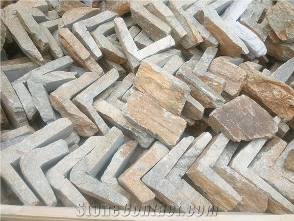 China Rust Slate Corner Stone Wall Panel Cladding