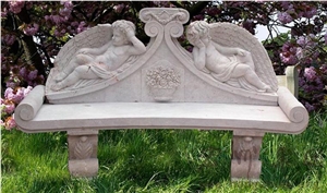 Hand Carving Cheap Empress White Marble Stone Outdoor Bench for Garden