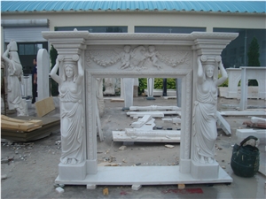 Indoor Decoration Hand Carving Marble Electric Fireplace Insert ,Marble Fireplace