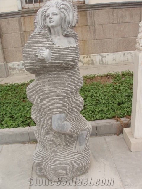 Natural Marble Statue, Human Handcraft & Marble Stone Abstract Art Sculpture Exterior Garden Decoration