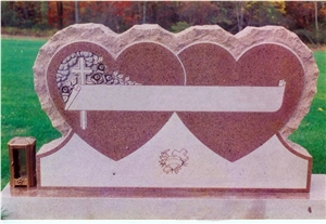 Single&Double Heart Tombstones Heart Shape Monument Design