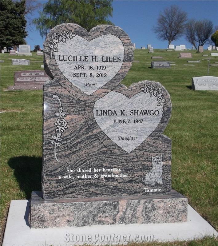 Single&Double Heart Tombstones Heart Shape Monument Design