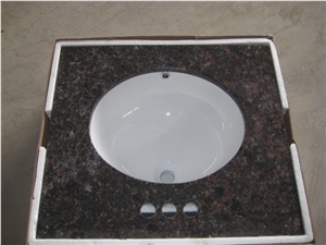 Tan Brown Granite Bath Countertop with Wash Basins